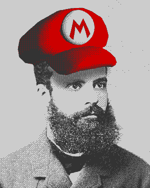 A photograph of Pareto with Mario's hat